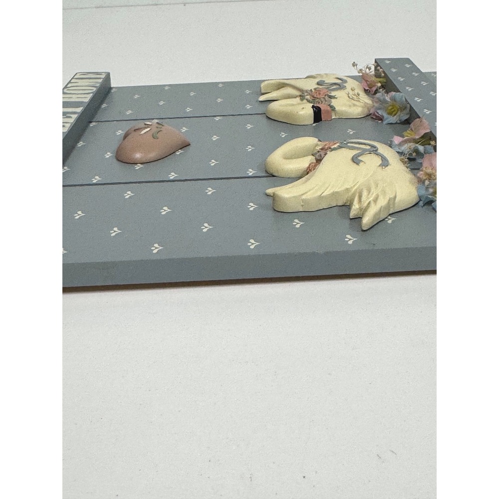 Vintage Home Sweet Home Wood Wall Plaque Blue Country Swans Heart Decor ZG 1269 - Picture 4 of 7